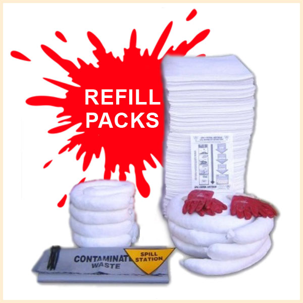 Refill pack for oil spill kits